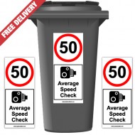 50 mph Average Speed Check Speed Reduction Wheelie Bin Stickers XL